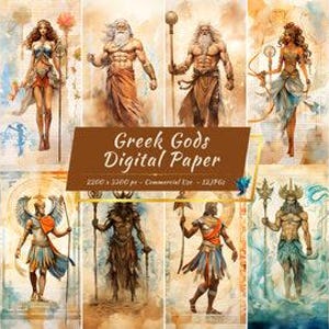 Pack de papier numérique dieux grecs mythiques | Arrière-plans des dieux, des déesses et des légendes