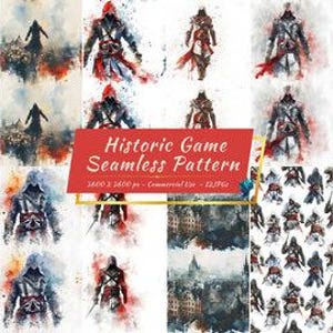 Historic Video Game Seamless Digital Paper Pack | Stealth Legends Tumbler Package