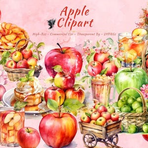 Apple PNG Clipart Collection | Food, Fruit, Back to School, Teacher Clipart Bundle