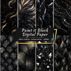 Black Glitter Digital Paper Pack | Glamorous Luxury Black Backgrounds