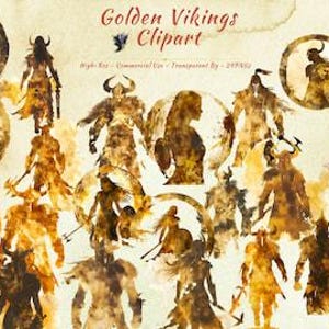 Golden Viking Warriors PNG Clipart Collection | Shield Maidens in Silhouette Form