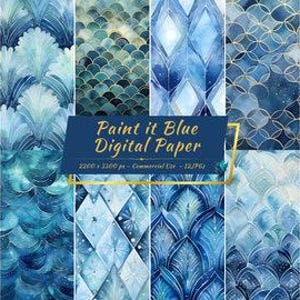Elegante confezione di carta digitale glitterata blu / Sfondi blu glamour di lusso
