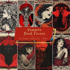 Copertine di libri sui vampiri d'epoca, stampe digitali / Pagine di copertina e dorsi di grimori