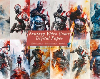 Epic Video Game Digital Paper Collection | Legendary Godly Character Background