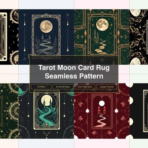 Naadloos tarotmoonkaarttapijt, mystiek boho Celestial Witchy textielontwerp