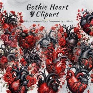 Gothic Heart PNG Clipart Collection | Anatomical, Love, Valentine's Day Clipart Bundle