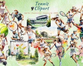Tennis PNG Clipart Bundle: Racket, Ball, Player (Digital Download)