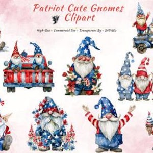 Les Gnomes Du 4 Juillet PNG | Gnomes mignons patriotiques américains