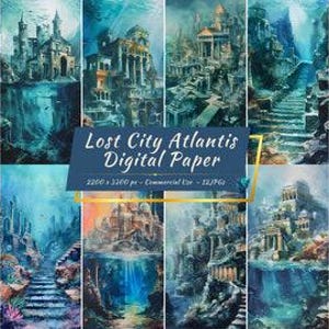 Mystical Atlantis Digital Paper Collection | Under the Sea Fantasy
