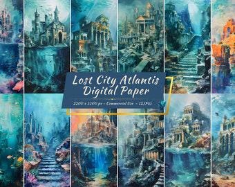 Mystische Atlantis Digital Paper Collection | Unter der Meeres-Fantasie