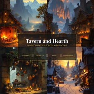 Dungeon Master Screen Inserts | DM GM Screen Printable + Initiative Tracker & Character Sheet | Tavern and Hearth Fantasy Tabletop