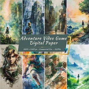 Colección de papel digital de juegos de aventuras legendarias / Personajes, Fondos de paisajes