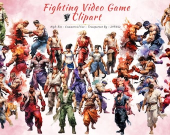 Legendary Fighting Video Game Clipart Collection | Iconic Fighters, Combat Poses and More