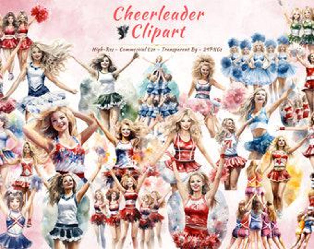Cheerleader PNG Clipart Collection | Energetic Cheer and Dance Art - Etsy