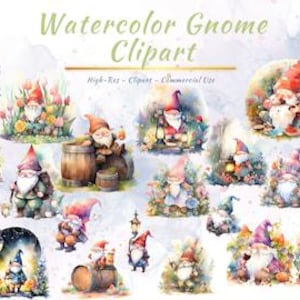 Watercolor Gnome PNG Collection | Chibi Valentine, Christmas, Fall, Wizard Gnomes