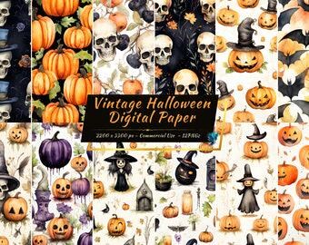 Vintage Halloween and Gothic Grunge Digital Paper Pack | Retro, Spooky Textures