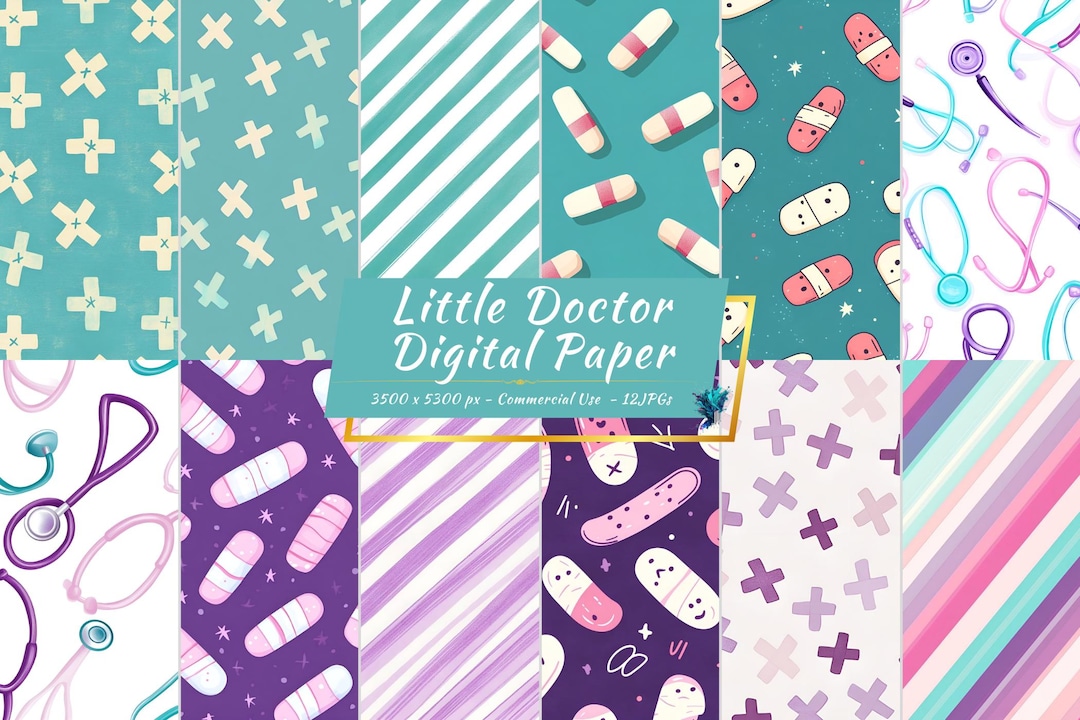 Nurse Digital Paper, Kawaii Medical Stethoscope Bandage Pill Pastel ...