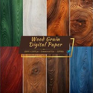 Colección de papeles digitales con vetas de madera / Fondos de madera antiguos, rústicos y antiguos