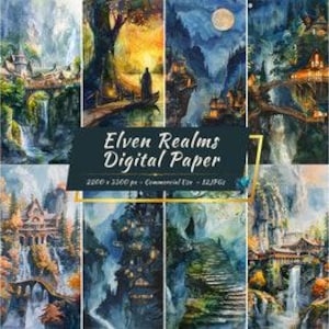 Mittelerde Elven Reiche Digitale Papier Sammlung | Mystische Orte
