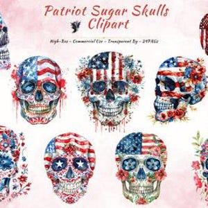 American Sugar Skull PNG Clipart Collection | 4th of July Images