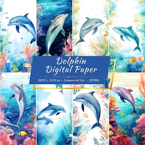 Paquet de papier numérique de fond de dauphin | Océan, Sous-marin, Corail