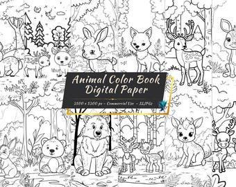 Woodland Animals Digital Paper Pack, Pastel Forest Creatures (12 JPGs)