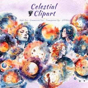Celestial PNG Clipart Collection | Mystical, Goddess, Galaxy, Spiritual and Magical Clipart Bundle