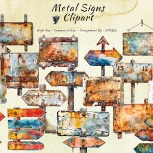 Rustieke metalen borden PNG clipart-collectie | Oude en roestige metalen borden