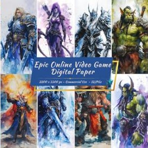 Video Game Digital Paper Collection | Epic Character Backgrounds | Legendary Online Video Game