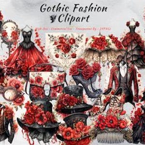 Gothic Fashion PNG Clipart Collection | Vintage, Victorian, Antique Fashion Clipart Bundle