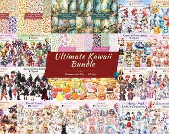 Ultimate Kawaii Clipart Bundle | Animals, Characters, Food, Anime, Digital Paper and Seamless Pattern