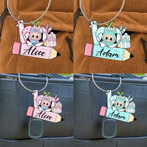 Custom Back To School Boy Girl Bag Tag - Custom Monster Lafufu Dolls Characters Bag Tag, Cartoon Back To School Bag Tag, Gift For Kids