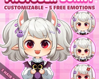 Chibi Girl PNGTuber Model | 3 Hairstyles, 5 Emotions (Digital Download)