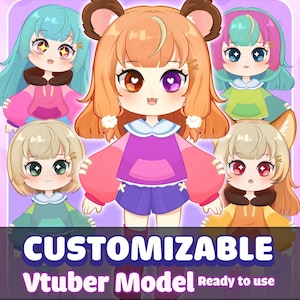 Customizable Vtuber Model /Fully Rigged Vtuber/ Ready to use Vtuber/ Vtuber Model/ For Vtube Studio/ Live2d Model / Cat Vtuber/ Bear Vtuber
