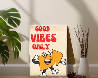 Good Vibes Only Wall Art: 70s Retro Print (Digital Download)