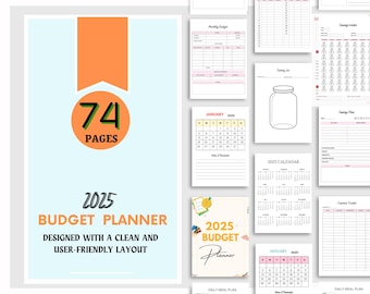 2025 Budget Planner: Digital Finance Tracker (Canva Design) (Digital Download)