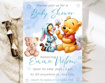 Winnie-the-Pooh Baby Shower Invitation: A Little Hunny on the Way (Digital Template)