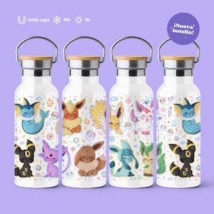 Garrafa Eeveevolutions Umbreon Sylveon Espeon Eevee Leafeon Glaceon Vaporeon Flareon Jolteon mangá otaku anime