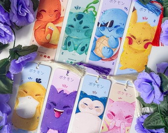 Kanto Bookmark Bulbasaur Charmander Squirtle Pikachu Mew Snorlax Gengar Psyduck manga otaku anime video game