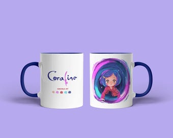 Coraline and the secret door mug Coraline and the secret door The worlds of Coraline Halloween Spooky Season Black Cat Bookmark