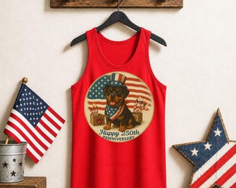 Rottweiler Patriotic Tank Top, Dog Lover Summer Tank, USA Dog Shirt, 4th of July Tank Top, Pawtriotic Dog Lover Shirt