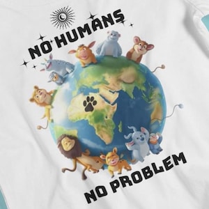 No Humans No Problem T-Shirt - Lustiges sarkastisches Zitat Shirt für Hundeliebhaber, Tierbesitzer und Introvertierte