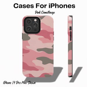 Feminine Camouflage Phone Case, Tough Pink Camo Phone Cover, Stylish Rugged Case for Girls, Unique Gift for Her, Birthday Gift, Trendy Tech
