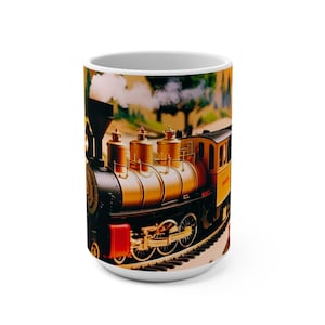 Vintage Train Mug, 15oz Coffee Cup for Train Lovers, Railroad Enthusiasts Gift, Cozy Home Decor, Perfect for Holidays