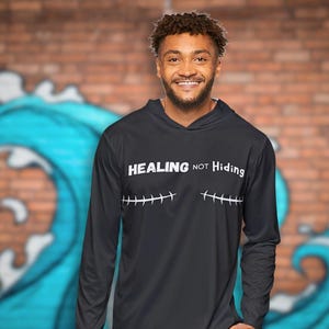 Top Surgery Hoodie, Healing Not Hiding UV Protective, LGBTQ Apparel, Gender Affirming Apparel, Non Binary Apparel, Trans Shirt