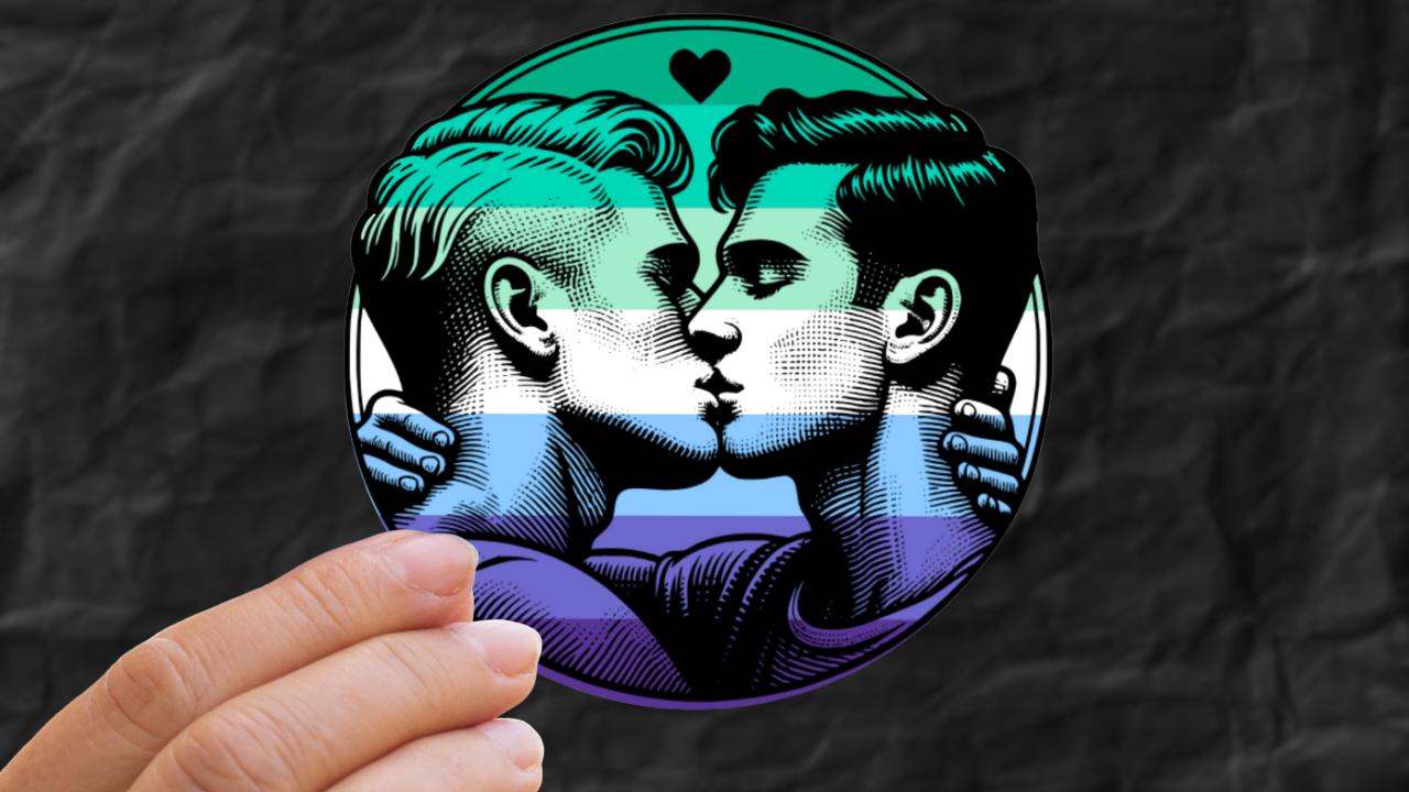 Men Loving Men Kiss-Cut Stickers, LGBTQ Pride Decal, Gay Pride Sticker, LGBT Gift