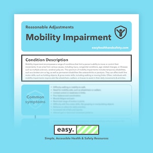 Mobility Impairment Reasonable Adjustments Guide, Workplace Support Strategies, Employee Inclusivity, Accessibility Solutions, and Resources
