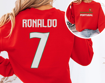 Ronaldo #7 Star Player Flag Tribute Graphic Tee, Portugal Jersey Style Inspired for Fans Soccer Design, Football World USA Unisex T-Shirt