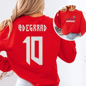 Odegaard #10 Star Player Flag Tribute Graphic Tee, Norway Jersey Style Inspired for Fans Soccer Design, Football World USA Unisex T-Shirt