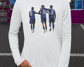 Paris Soccer Trio Tribute, Dembele Barcola Doue Inspired Design, Custom Gift for Paris Fans, Personalized Football Jersey Graphic Tee